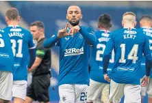  ??  ?? Kemar Roofe celebrates after scoring the second goal.