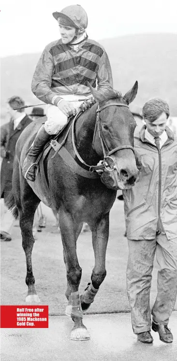  ??  ?? Half Free after winning the 1985 Mackeson Gold Cup.