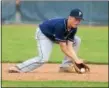  ?? TANIA BARRICKLO — DAILY FREEMAN ?? Tyler Funk fields ground ball during Pine Plains’ victory over Tri-Valley in Saturday’s Section 9, Class C final at Cantine Field.