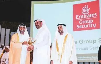  ??  ?? Emirates Group Security received the Gold Category award under the Shaikh Khalifa Excellence Awards. Transguard bagged the Silver Category award.