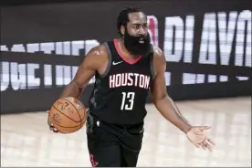  ?? AP file photo ?? James Harden is expected to make his preseason debut today, Rockets coach Stephen Silas said Monday.