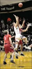  ?? MARK HUMPHREY ENTERPRISE-LEADER ?? Lincoln junior Chase Hutchens attacks the basket. He scored 15 points during the Wolves’ 74-64 win over Mansfield on Monday, Feb. 11 during the District 3A-1 West tournament at West Fork.