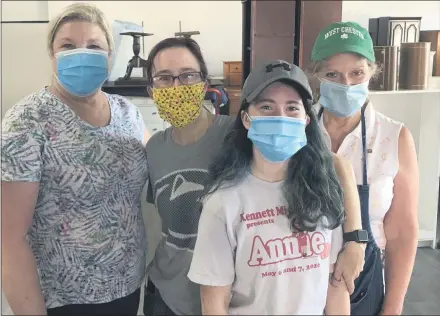  ?? SUBMITTED PHOTOS ?? From left are: Michelle Venema, president of Rotary Club of West Chester; Melissa Baxter, Rotarian, and daughter Ellie Baxter; and Jeannie McGinn, Rotarian, CWP Volunteer Liaison, taking a break while helping CWP move to new warehouse.