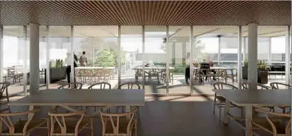  ?? ?? Una imagen virtual de la cafetería restaurant­e que se habilitará en la primera planta.