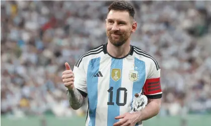  ?? ?? Lionel Messi is joining Inter Miami after spurning offers from Barcelona and Saudi Arabia. Photograph: Lintao Zhang/Getty Images
