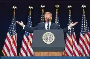  ?? TOM BRENNER / THE NEW YORK TIMES ?? President Donald Trump speaks during the National Prayer Breakfast at the Washington Hilton hotel in Washington on Thursday.