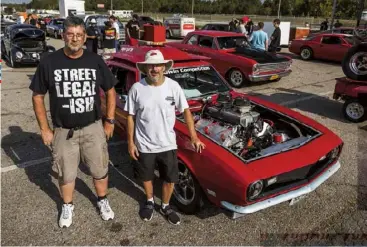  ??  ?? James ‘Doc’ Mcentire’s ’68 Camaro is the quickest and fastest naturally aspirated street car in the world, with a PB of 7.96@169mph. The engine is a custom Goodwin Competitio­n 709ci ‘semi-hemi’ backed by a Powerglide and 9in with a Gear Vendors. The Camaro has been to Drag Week 10 times and finished every time. “Drag Week is the best week of no sleep you can have,” said Doc, who ended up winning the Pro Street NA class this year with an average of 8.050sec