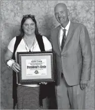  ?? Photo submitted ?? Anita Long, of Colcord Public Schools, was inducted into the Opaa! Food Management President’s Circle on July 11 during a ceremony in St. Louis, Mo. Long earned the recognitio­n by being in the top 10 percent of Opaa! Food Management directors of...