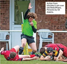  ?? ?? Action from Hinckley’s win over Old Redcliffia­ns. Pictures by Oli Adams.