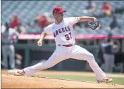  ??  ?? Angels starting pitcher Dylan Bundy allowed Detroit one earned run in four-plus innings, and that run scored after Bundy had departed the game Sunday at Angel Stadium.