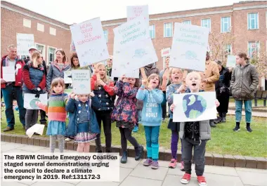  ?? ?? The RBWM Climate Emergency Coalition staged several demonstrat­ions urging the council to declare a climate emergency in 2019. Ref:131172-3