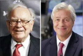  ?? THE ASSOCIATED PRESS ?? Warren Buffett, left, and JP Morgan Chase Chairman and CEO Jamie Dimon are encouragin­g public companies to stop predicting their quarterly earnings and focus on long-term goals. The two executives said on CNBC Thursday that companies that focus on...