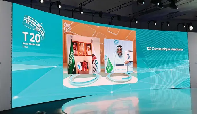  ?? Photo/KAPSARC ?? The T20, dubbed the ‘ideas bank’ of the G20, convened for the summit in Riyadh under the direction of the King Abdullah Petroleum Studies and Research Center, and the King Faisal Center for Research and Islamic Studies.