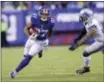 ?? THE ASSOCIATED PRESS ?? Giants wide receiver Sterling Shepard (87) left Wednesday’s practice with what head coach Ben McAdoo said looks like a sprained injury.