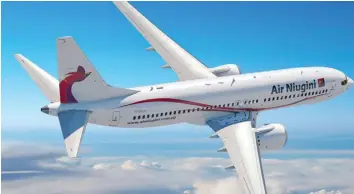  ??  ?? An artist’s impression of the Boeing 737 Max: Air Niugini pushed deliveries for 2024 to evaluate a possible order for Embraer planes