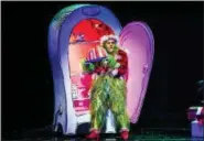  ??  ?? The Grinch raids a Who refrigerat­or in “Dr. Seuss’ ‘How the Grinch Stole Christmas! The Musical.”