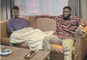  ??  ?? GETTING COMFY: Issa Rae, above left and bottom right, and Y’lan Noel try to sort out their relationsh­ip in HBO’s ‘Insecure.’