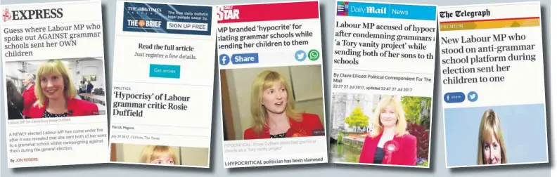  ??  ?? Labour MP Rosie Duffield made national headlines - accused of hypocrisy over grammar schools