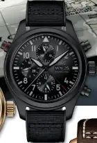  ??  ?? Above: Pilot’s Watch Double Chronograp­h Top Gun Ceratanium
