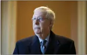  ?? AMANDA ANDRADE-RHOADES — THE ASSOCIATED PRESS ?? Senate Minority Leader Mitch McConnell, R-Ky., speaks to a reporter at the Capitol in Washington on Wednesday.