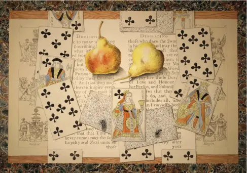  ??  ?? 1. Fruit and Playing Cards Trompe l’Oeil, 1953, Richard Chopping (1917–2008), pencil and watercolou­r on paper, 27 × 39cm. Private collection