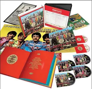  ??  ?? A 50th anniversar­y reissue of Sgt. Pepper’s Lonely Hearts Club Band contains four CDs, two DVDs, a book and other memorabili­a.