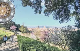  ?? ?? A view over Florence from the Bardini Gardens and the ceiling of a Medici chapel