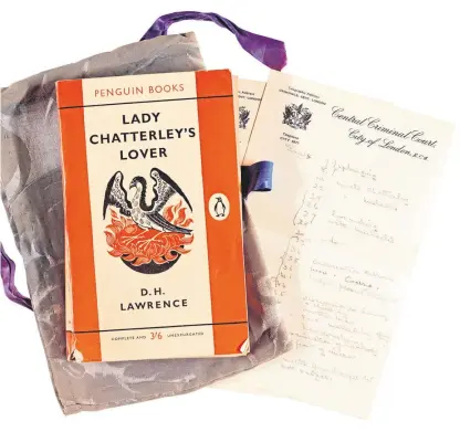  ?? Picture: PA. ?? The original paperback of Lady Chatterley’s Lover, used for reference by the judge at the legendary obscenity trial of 1960, is going up for auction at Sotheby’s at the end of next month.