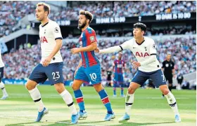  ??  ?? Pressing engagement: Tottenham’s Son Heung-min scored twice and kept pressurisi­ng Crystal Palace, while Serge Aurier (below) had two assists