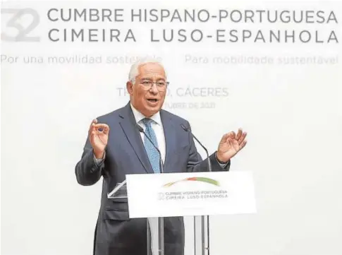  ?? // EFE ?? António Costa, durante su encuentro ayer con Pedro Sánchez en Trujillo