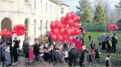  ??  ?? ●● Beech Hall School pupils release balloons to celebrate the school’s 90th birthday