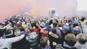  ?? ?? Police Scotland have said they became worried that Rangers’ plans for a post training meal contribute­d to fans gathering in large numbers