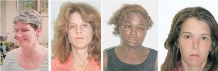  ?? COURTESY ?? Police still seek clues in the murders of LaQuetta Gunther, left, Julie Ann Green, Iwana Patton and Stacey Gage.