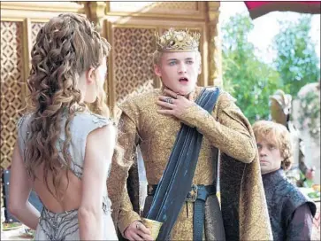  ?? Macall B. Polay HBO ?? NATALIE DORMER, Jack Gleeson and Peter Dinklage in a “Game of Thrones” episode with quite a loss.