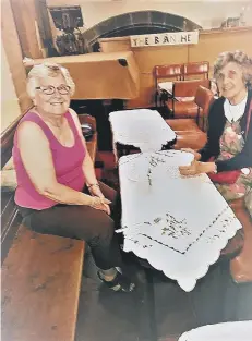  ??  ?? Margaret and Pat enjoy a coffee at Sunderland Minster Vintage Craft Fair. The next fair will take place this Saturday.