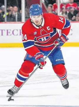  ?? USA TODAY ?? Montreal Canadiens centre Nick Suzuki crosses the blue line at the Bell Centre in Montreal on Nov. 19.