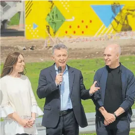  ??  ?? Poder. Macri con la gobernador­a Vidal y el porteño Rodríguez Larreta.