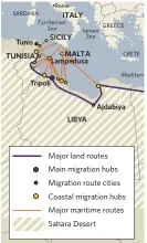  ??  ?? These are the common routes for Eritreans making the arduous migration to Europe