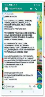  ?? ?? ALERTA.
Los bancos educan a usuarios para que no sean víctimas; una de las estafas es sobre un sorteo.