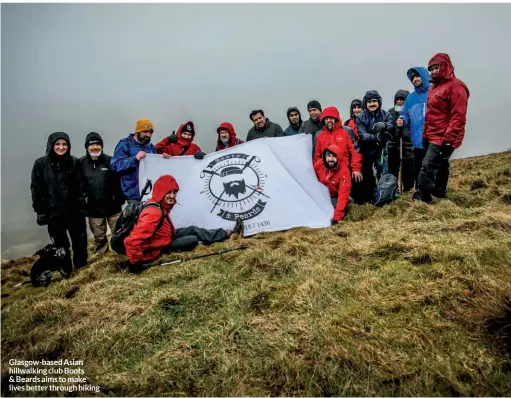  ??  ?? Glasgow-based Asian hillwalkin­g club Boots & Beards aims to make lives better through hiking