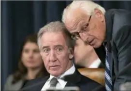  ?? AP PHOTO/J. SCOTT APPLEWHITE ?? Rep. Richard Neal, D-Mass., left, the ranking member of the Ways and Means Committee, confers with Rep. Bill Pascrell, D-N.J., during the markup process of the GOP’s far-reaching tax overhaul, on Capitol Hill in Washington, Monday.