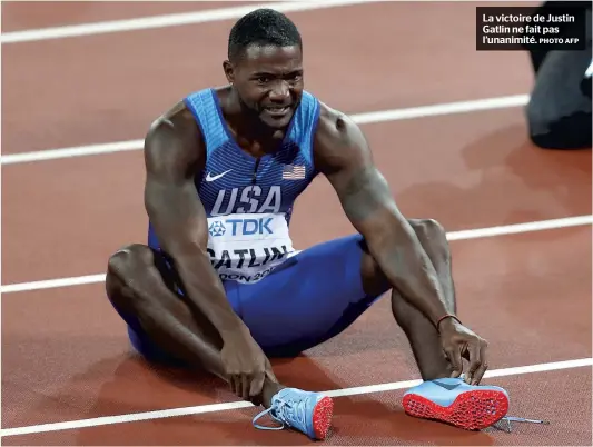  ?? PHOTO AFP ?? La victoire de Justin Gatlin ne fait pas l’unanimité.