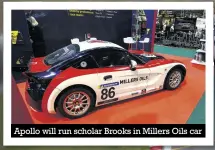  ??  ?? Apollo will run scholar Brooks in Millers Oils car