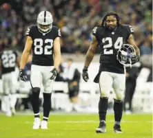  ?? Matt Dunham / Associated Press ?? The Raiders had expected receiver Jordy Nelson (left) and running back Marshawn Lynch are to produce big numbers.