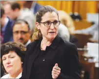  ?? CP PHOTO ?? Minister of Foreign Affairs Chrystia Freeland stands during question period in the House of Commons on Parliament Hill in Ottawa on Monday.