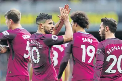  ?? FOTO: GETTY ?? Agüero celebra uno de los goles que anotó frente al Watford