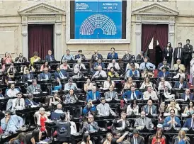  ?? ?? Ley ómnibus. Diputados nacionales en la sesión del 2 de ferbrero.