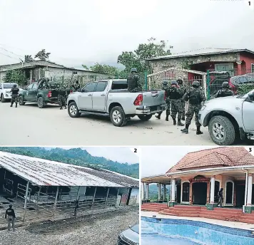  ?? FOTO: EL HERALDO ?? (1) El operativo de aseguramie­nto de bienes fue ejecutado por la DLCN y la Policía Militar. (2) Este rancho será administra­do por la OABI. (3) Una mansión le fue asegurada a Alexander Ardón.