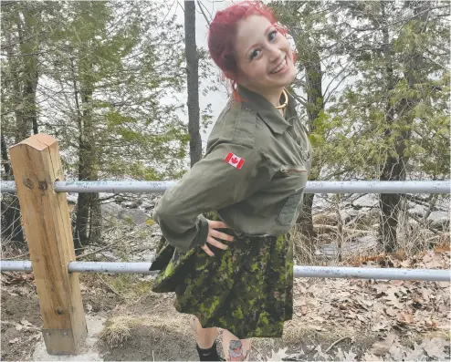  ?? CHRISTINA LEA GILCHRIST ?? Christina Lea Gilchrist’s skirt may be made from official Canadian pattern camouflage, which is owned by the Forces.