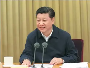  ?? MA ZHANCHENG / XINHUA ?? Xi Jinping, general secretary of the CPC Central Committee, speaks at a symposium for provincial- and ministeria­l-level officials held on Wednesday and Thursday in preparatio­n for the 19th National Congress of the Communist Party of China.